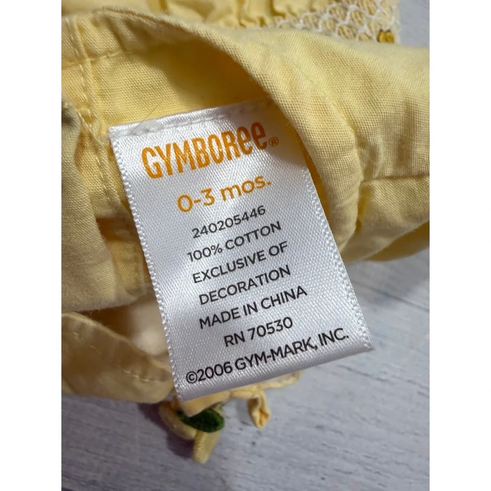 Gymboree girls 2006 yellow smocked lemon dress 0-3 months